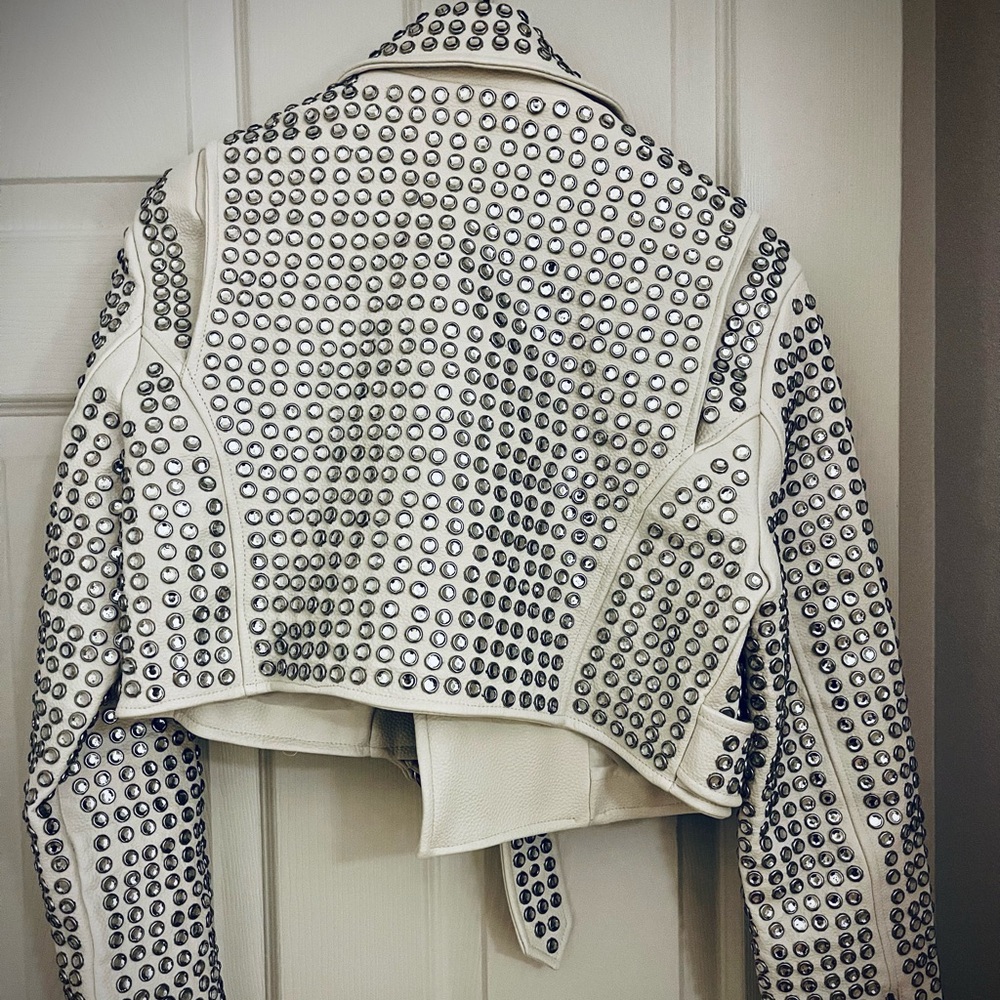 Azalea Wang Gazette Studded Crop Faux Leather Moto Jacket - Picture 6 of 8